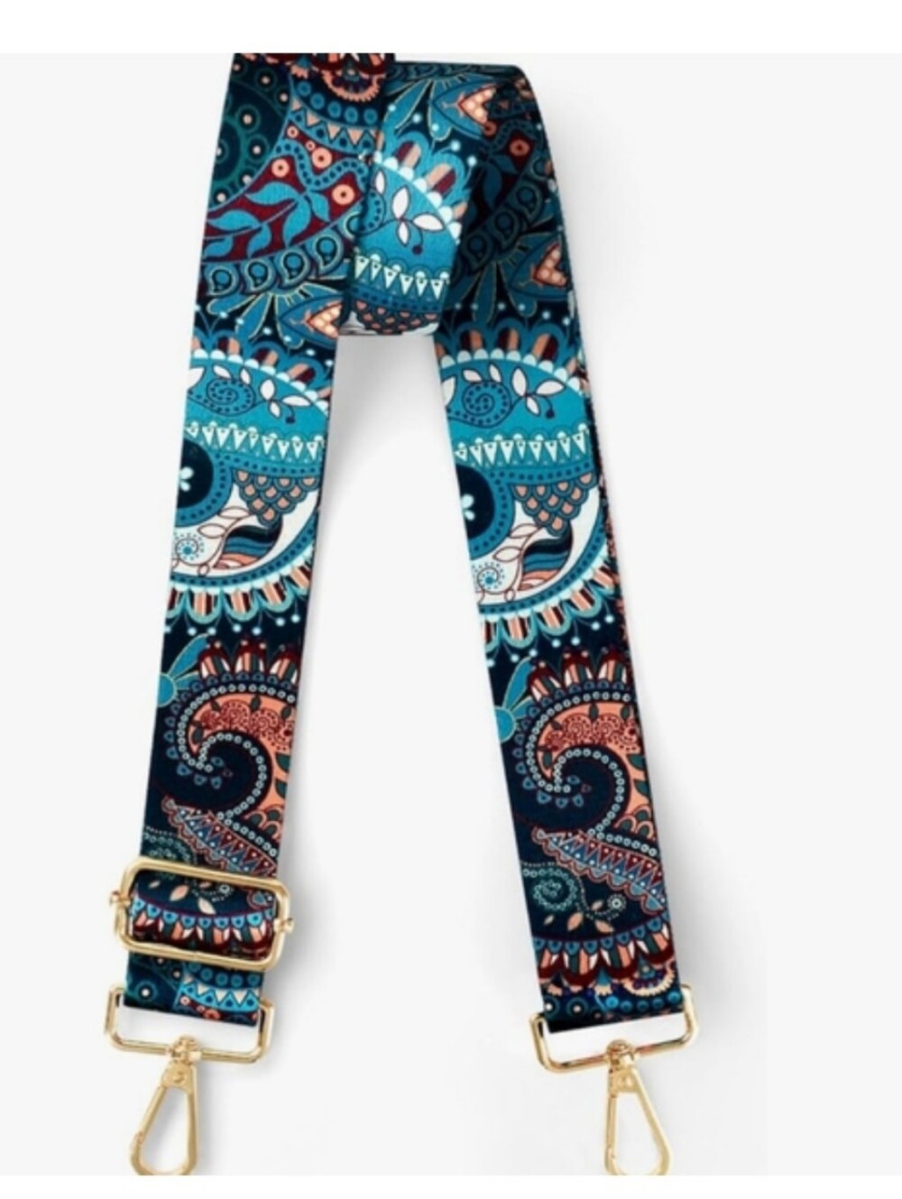 Blue Paisley Adjustable Crossbody Purse Strap